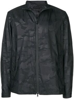 John Varvatos Black Camouflage Windbreaker Jacket